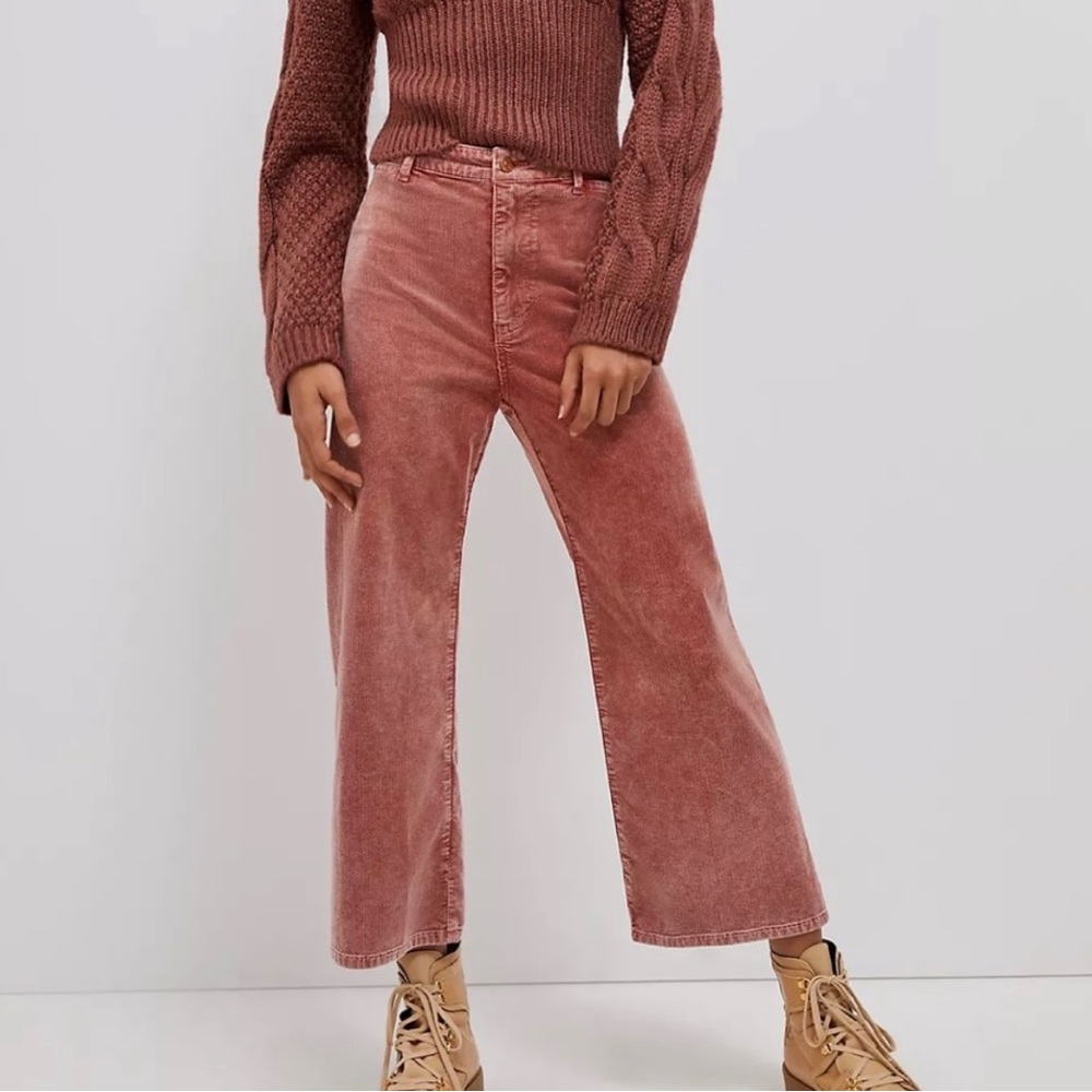 Final $! Pilcro Ultra Hi Rise Wide Leg Cropped Corduroy Pants from Anthropologie